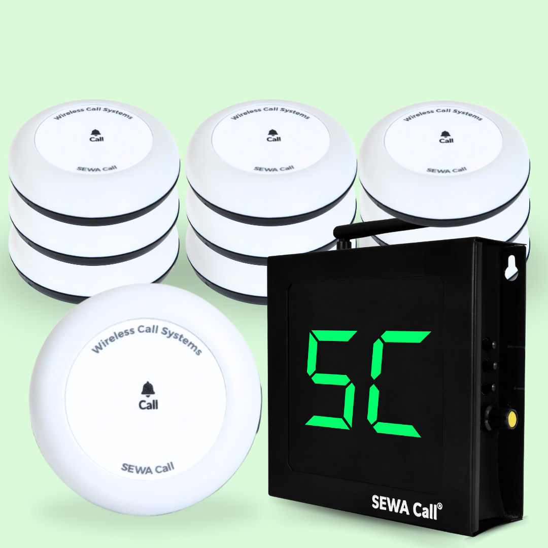 Buy Peon Call Bell – Instant Office Staff Calling System ( Pack of 10 Buttons with 1 Display )