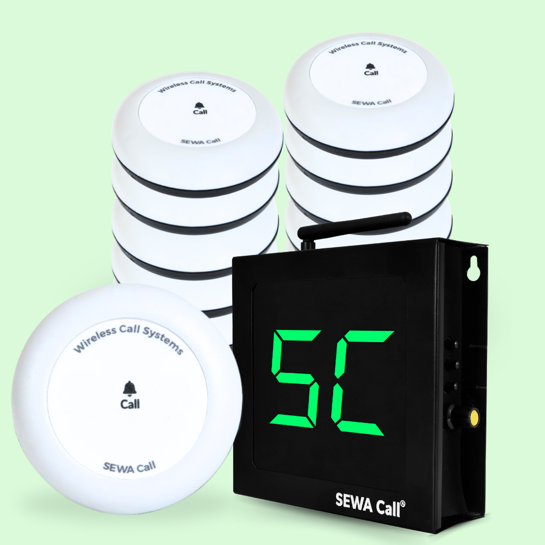 Wireless Peon Calling System ( Pack of 12 Buttons with 1 Display )