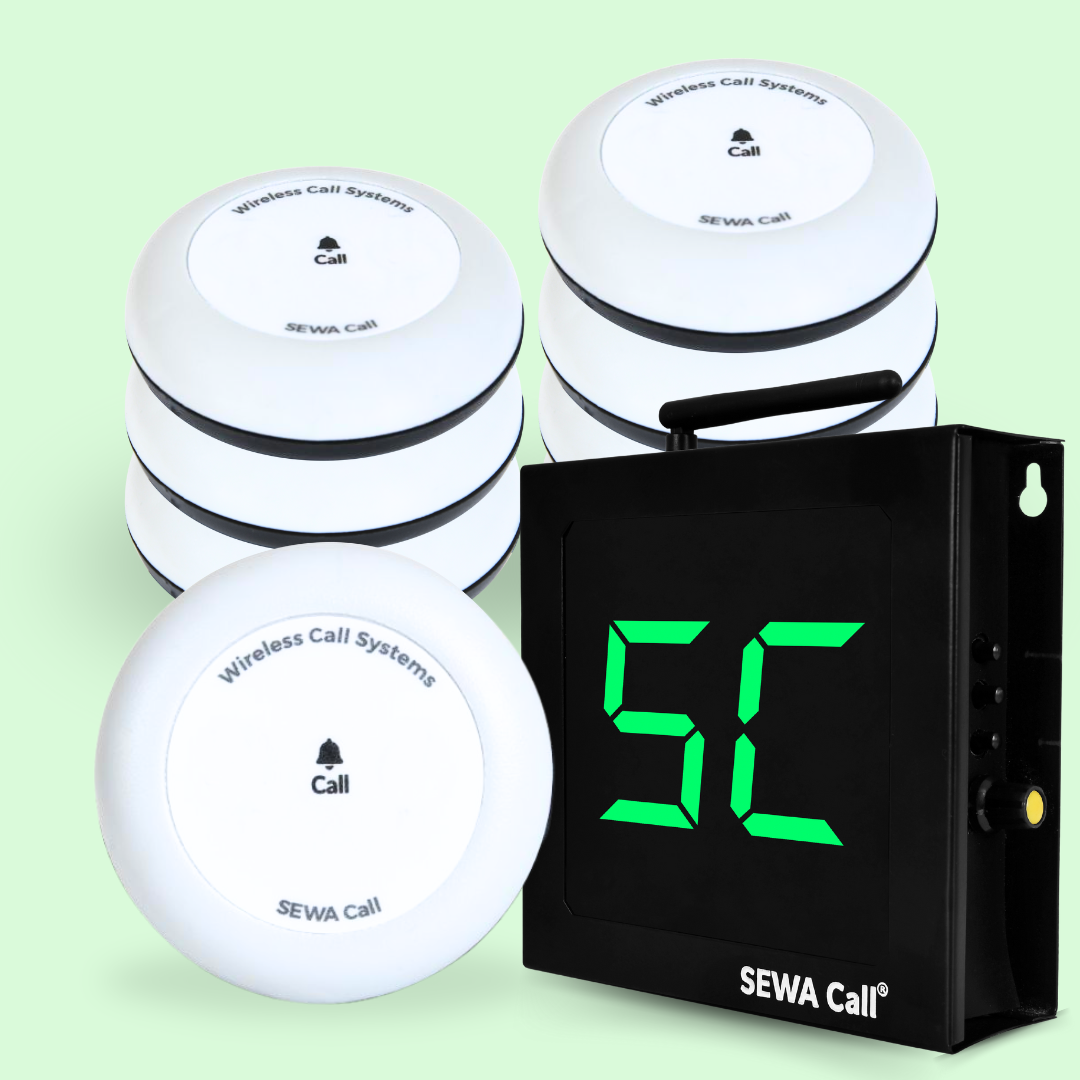 Top Staff Calling System (Pack of 8 Buttons with 1 Display)