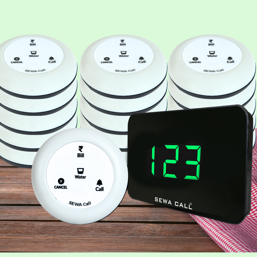 Multi-Purpose Calling Bell System for Offices & Restaurants (Pack of 16 Multi key Buttons and 1 Display)