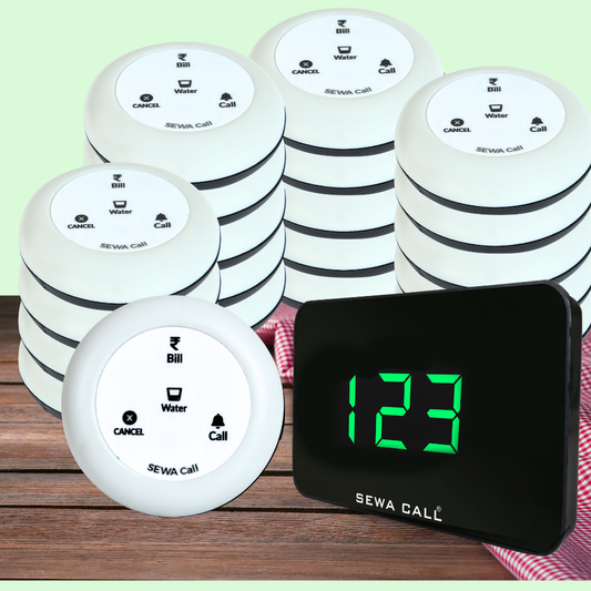 Wireless Waiter Calling System for Offices – Seamless Communication (Pack of 20 Multi key Buttons with 1 Display)