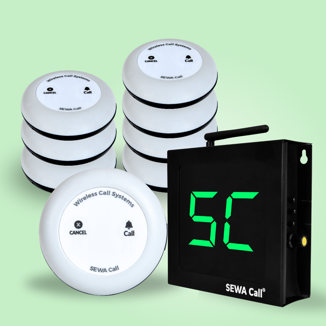 Business & Hospitality Call Bell System – Reliable & Quick ( Pack of 8  Buttons and 1 Display )