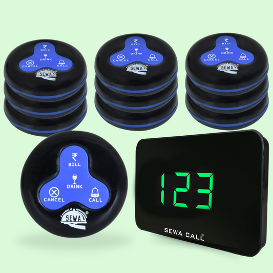 Waiter Calling System ( Pack of 1 Display and 10 Multi Key Waterproof Buttons)