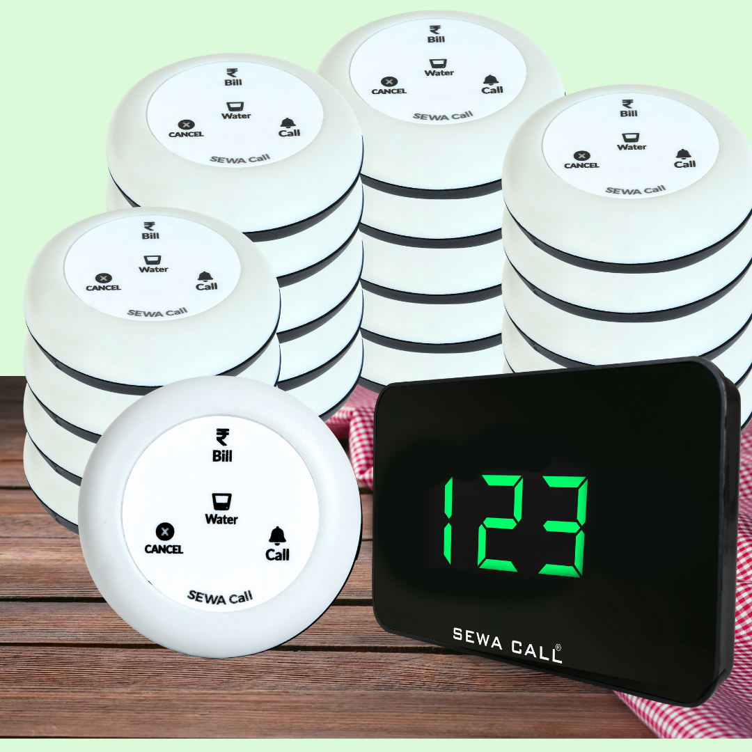 Wireless Waiter Calling System for Offices – Seamless Communication (Pack of 20 Multi key Buttons with 1 Display)